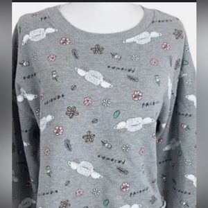 Friends Graphic Women’s X-Large Sweatshirt  Cropped Pullover Gray‎ TV series